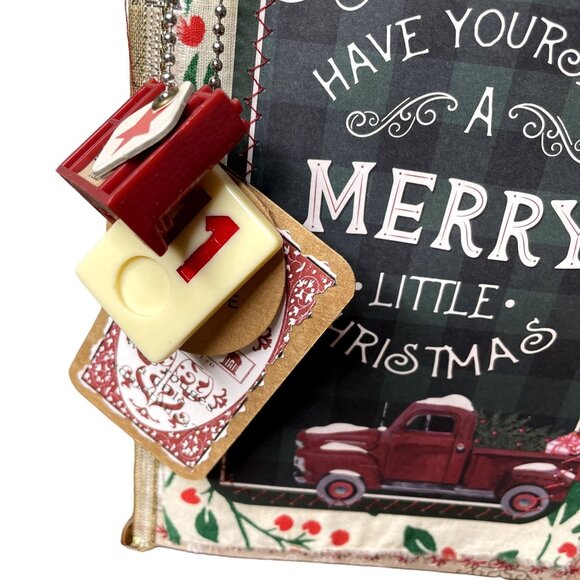 Christmas Junk Journal Book Charm Washi Fabric Wrap Tons Ephemera Handmade 5 u - Picture 3 of 16